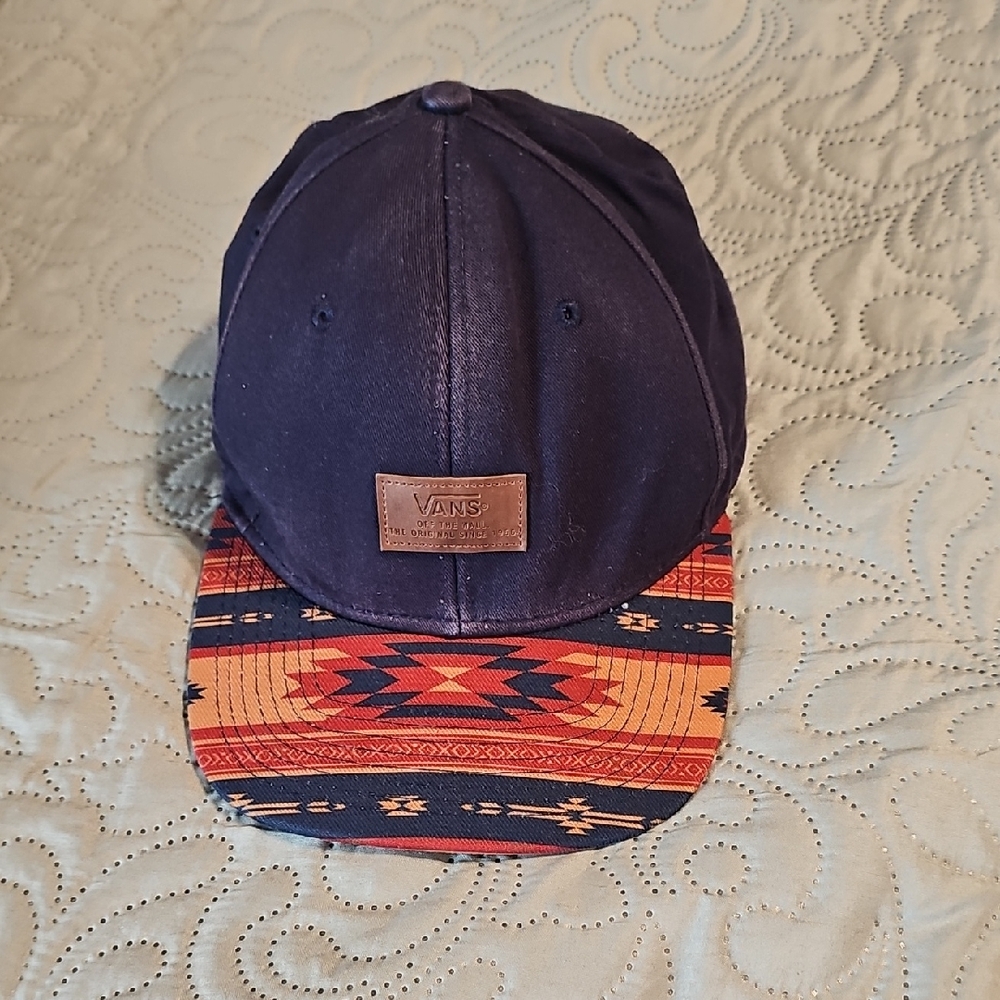Vans Dark Blue and Orange Aztec Design Snapback Hat
